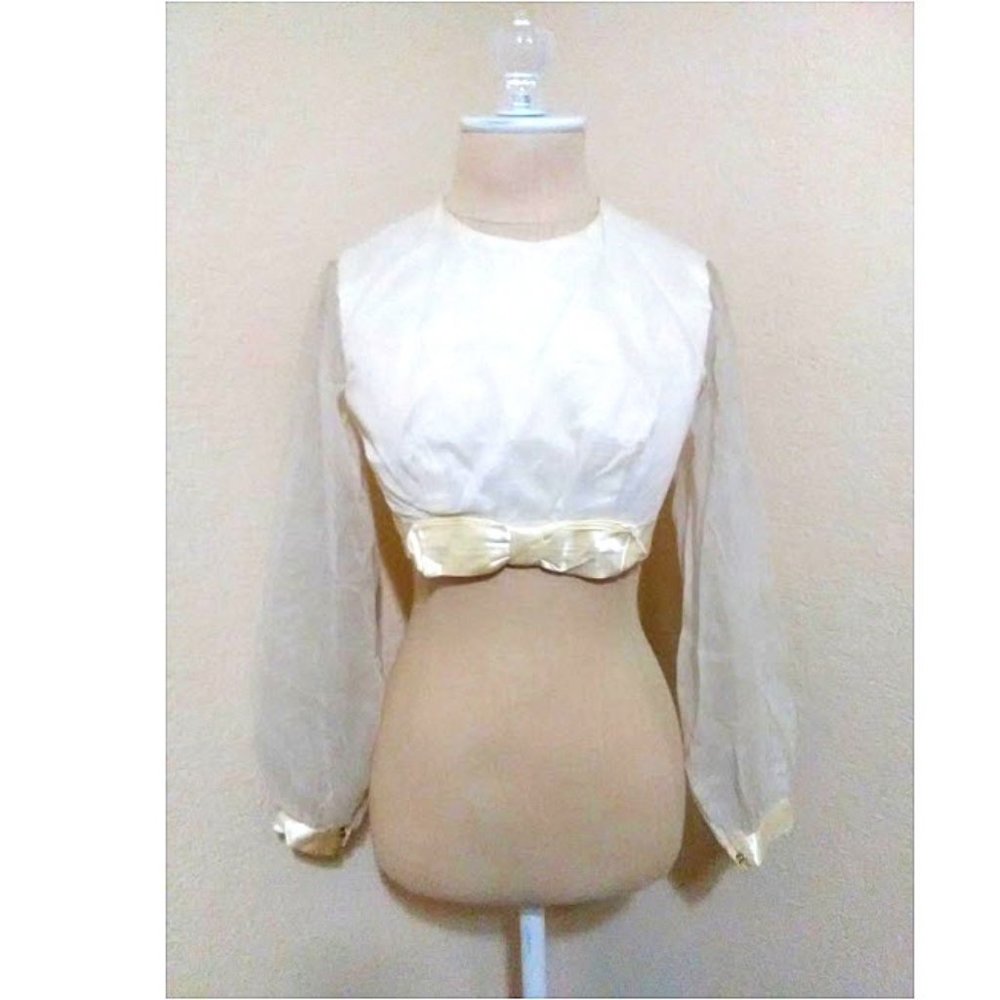 Vintage 1960s Chiffon Taffetta bow crop top